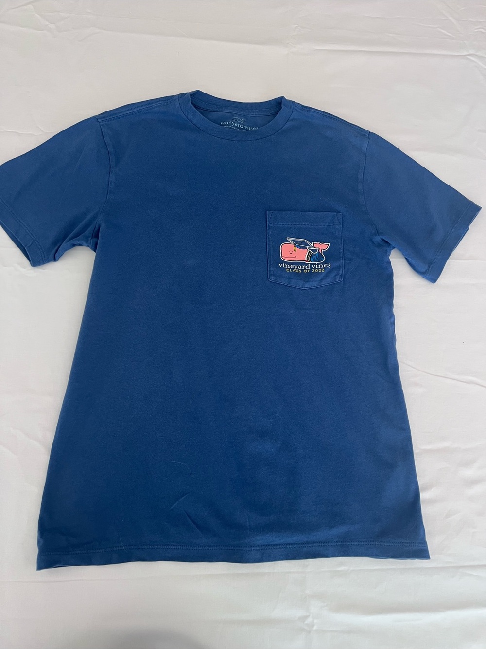 Vineyard Vines Short Sleeve Pocket Tee in Blue with Pink Whale